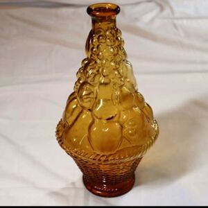 Vintage Empoli Amber Glass Genie Bottle Decanter / Vase